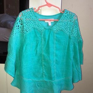 Aqua butterfly sleeve top